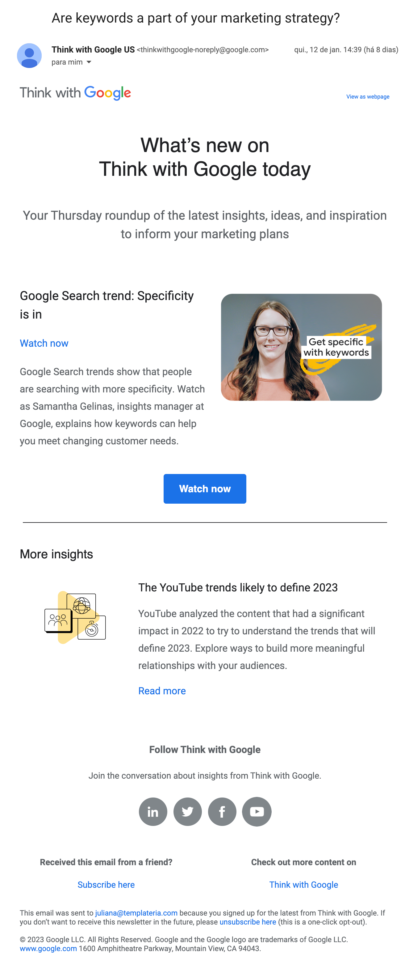 Email marketing Newsletter Think with Google